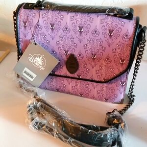 Disney Parks Haunted Mansion Loungefly crossbody purse with snap closure
